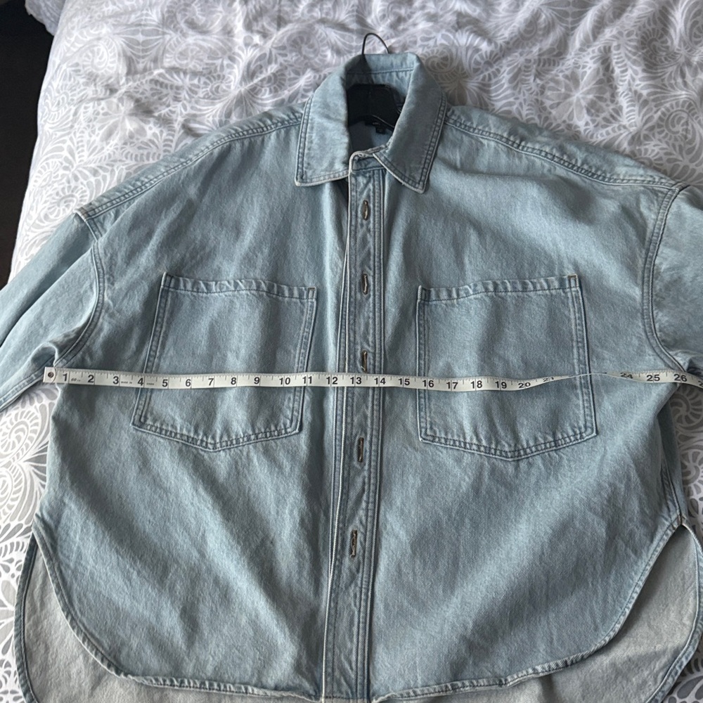 Express Light Blue Denim Shirt - Picture 3 of 5